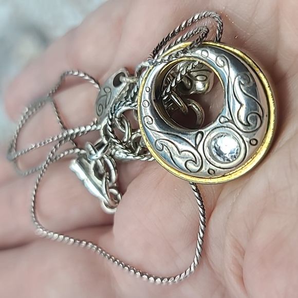 Brighton "ARIES Collection" Two-Tone Swarovski Crystal & Scrollwork Pendant Neck - Picture 14 of 15